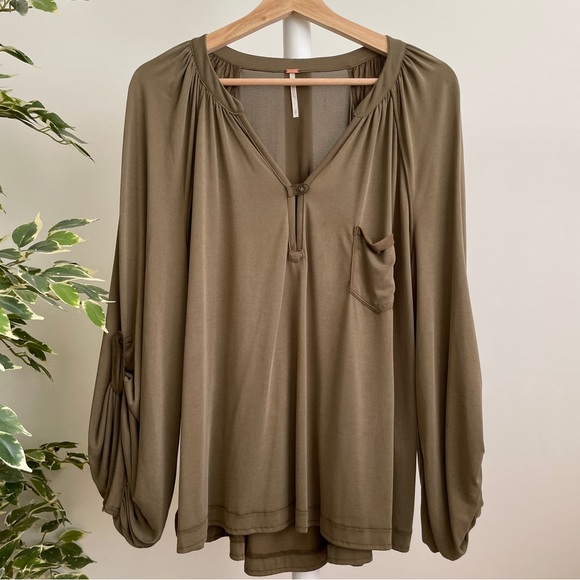 NWOT Free People Bootcamp Henley Top - Picture 2 of 16